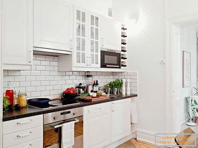 Biały ściana z cegieł w kuchni, фото 29