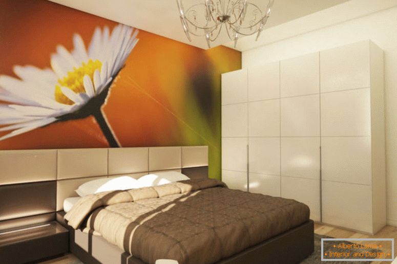 nowoczesna sypialnia z tapetami