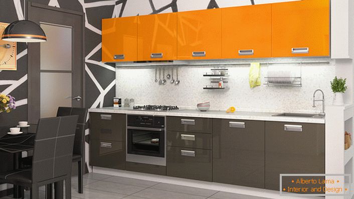 Modułowe zestawy kuchenne w kolorze pomarańczowym - idealne rozwiązanie do organizacji przytulnego, ciepłego wnętrza.