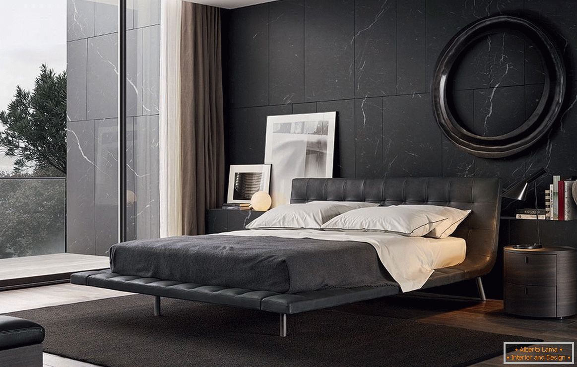 Nowoczesna sypialnia w czarnych kolorach
