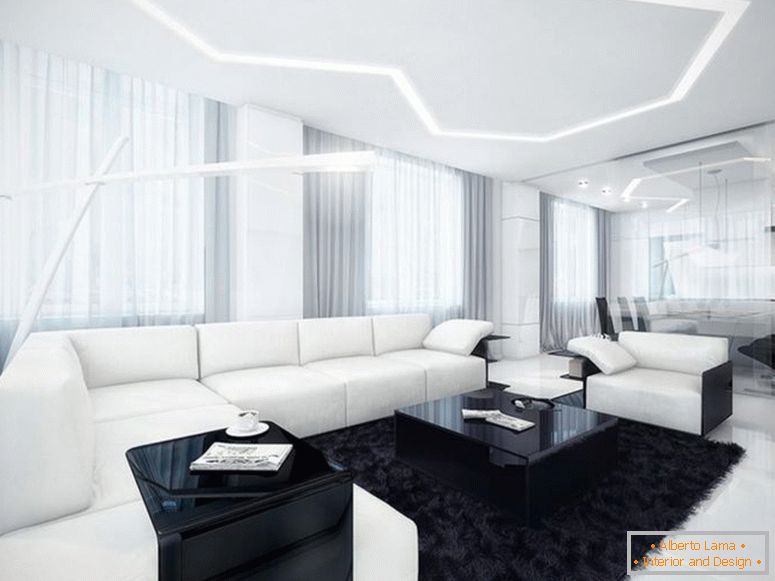 Czarno-biały salon - 55 zdjęć niezwykłych rozwiązań