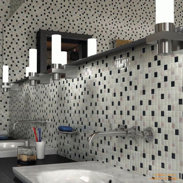 czarno-biała mozaika-w-dekoracji-łazienka-pokój
