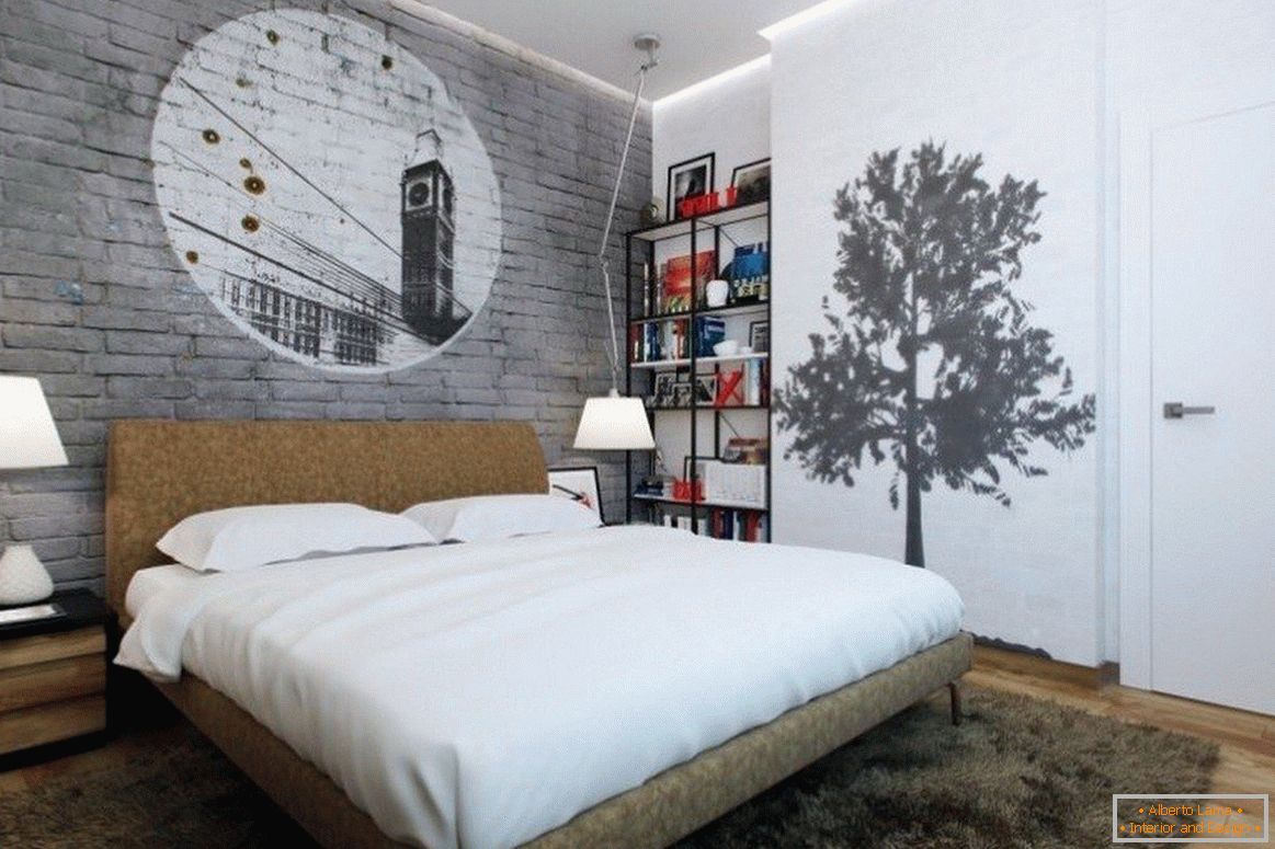 Drzewo na ścianie w sypialni