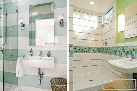 Dekoracje płytek łazienkowych w kolorze białym i zielonym