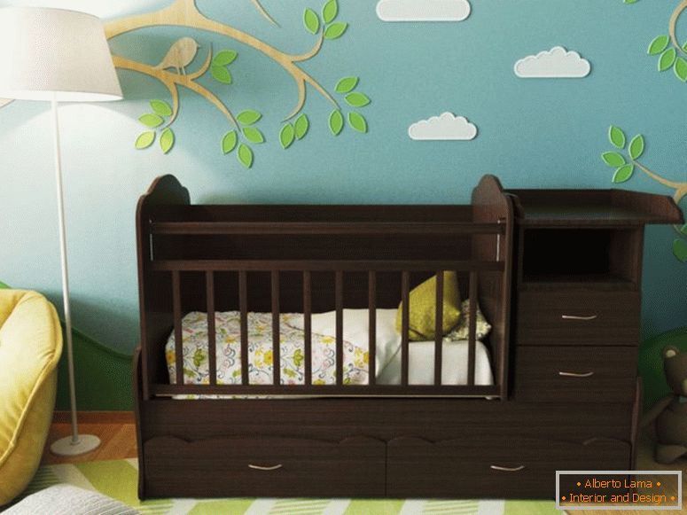 łóżeczko dla noworodka z pojemną komodą