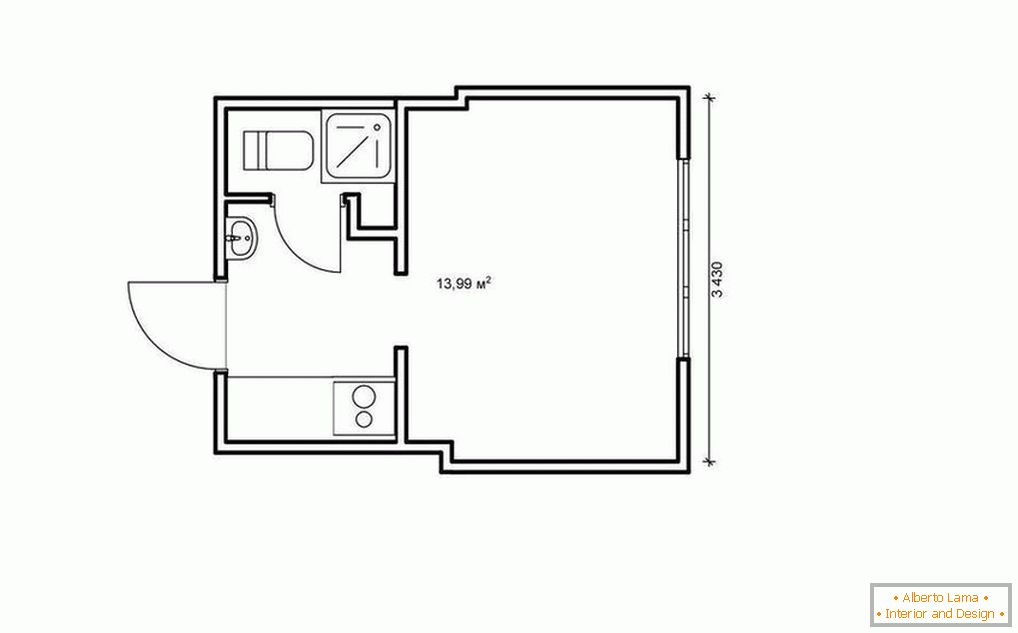 Plan apartament-studio od 14 do 25 metrów kwadratowych. m.