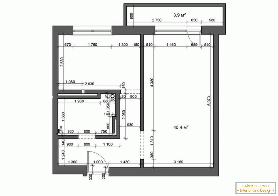 Plan apartamentu typu studio wynosi od 35 do 42 metrów kwadratowych. m.