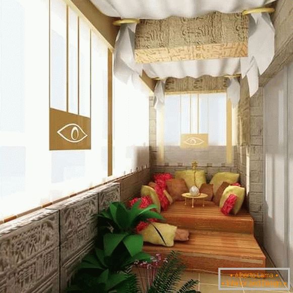 Projekt balkonu w mieszkaniu - zdjęcie w orientalnym stylu