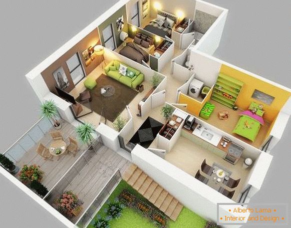 Projekt 3D prywatnego domu ze szczegółowym projektem pokoi
