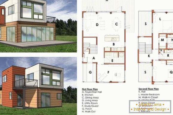 Projekt dwupiętrowego domu prywatnego z rysunkami pokoi