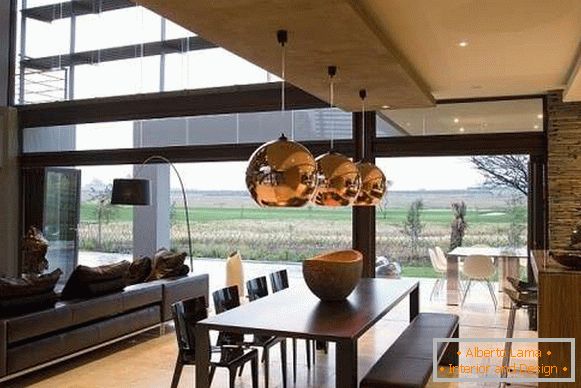 Projektowanie wnętrz prywatnego domu - кухня гостиная в современном стиле