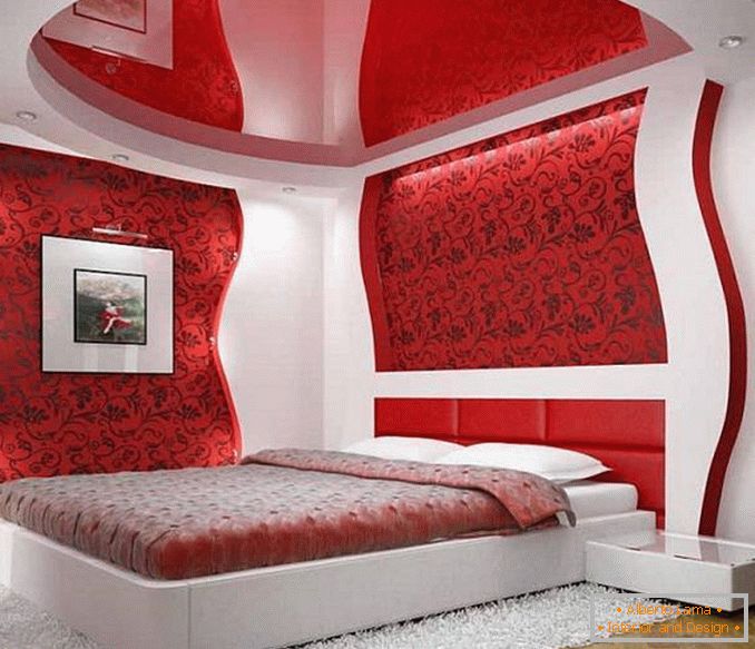 czerwony biały projekt sypialni, zdjęcie 14