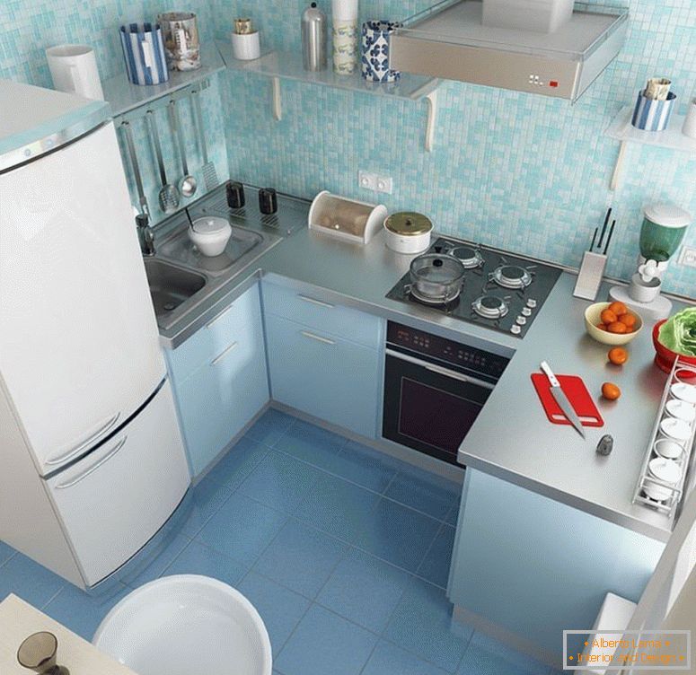 Niebieskie wnętrze kuchni
