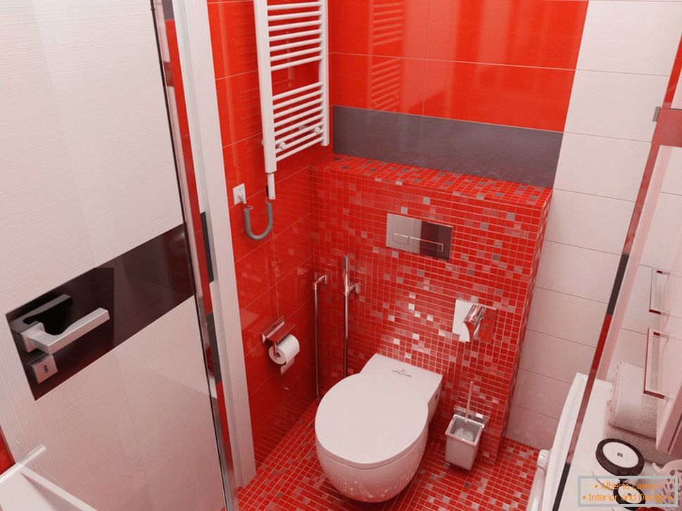 Projekt łazienki z czerwonymi akcentami