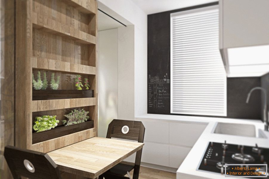 Transformator do projektowania mieszkań: stojak z roślinami w kuchni