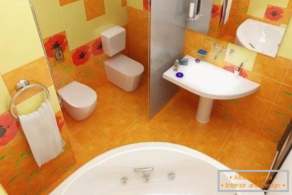 Projekt połączonej łazienki - zdjęcie w jasnych kolorach