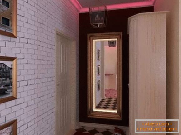 Konstrukcja loftu małego mieszkania w Chruszczow - wnętrze przedpokoju
