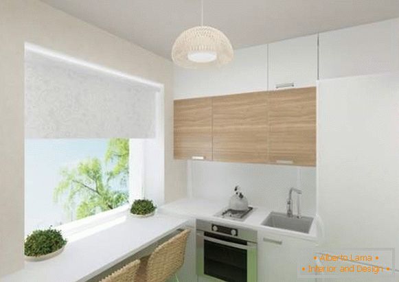 Nowoczesne wnętrze kuchni w apartamencie Chruszczowa w minimalistycznym stylu