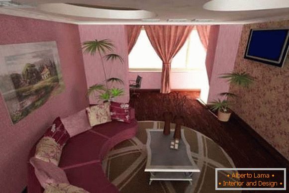 Projekt małych pomieszczeń w mieszkaniu - sala w jednym pokoju Chruszczowa