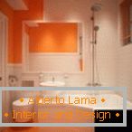 Łazienka z pomarańczowo-białym wnętrzem