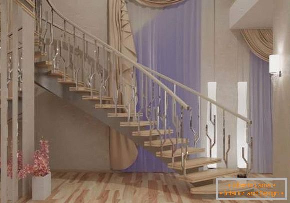 Idea projektu hali ze schodami we wnętrzu prywatnego domu