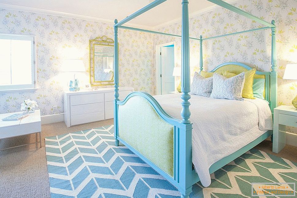 Sypialnia dla dziewczynki w niebieskim kolorze