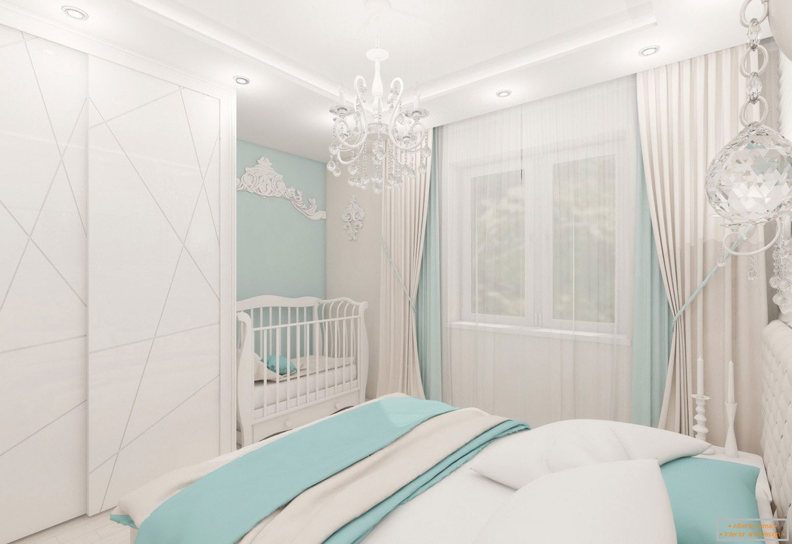 Projekt sypialni w jasnych kolorach