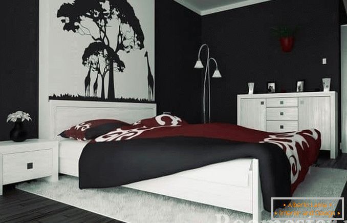 Czarno-biała dekoracja sypialni w klasycznym stylu