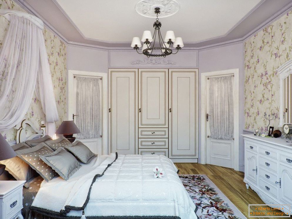 Liliowa sypialnia w stylu prowansalskim