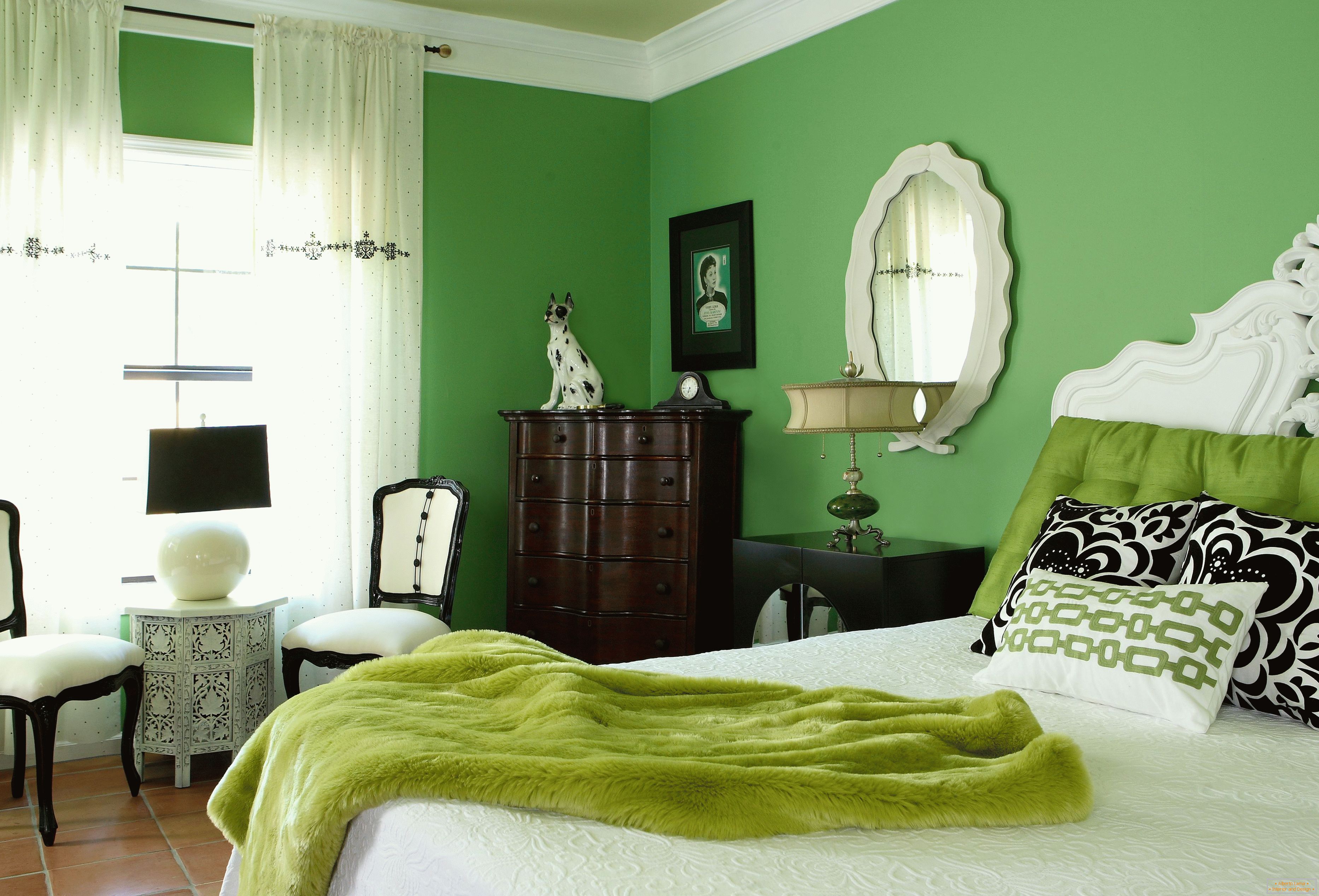 Sypialnia w zielonych kolorach