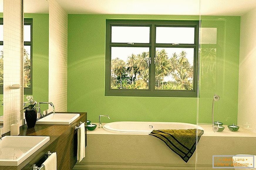 Łazienka z oknem в зеленом дизайне
