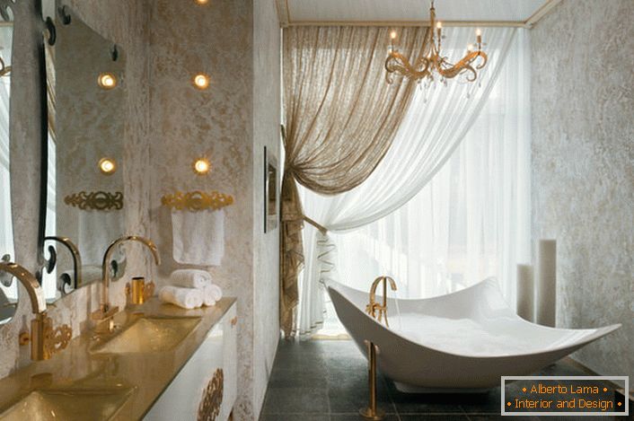 Projekt projektu łazienki w stylu Art Nouveau w mieszkaniu celebryty Nowego Jorku. 