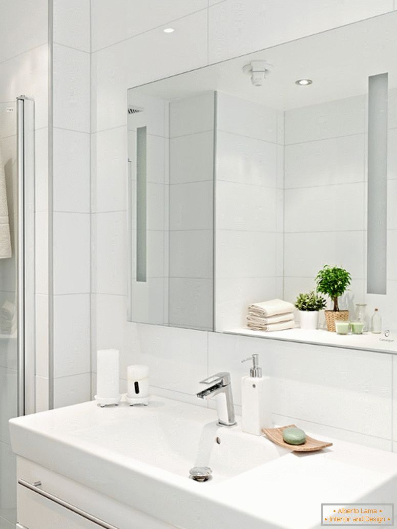Wnętrze łazienki nowoczesne mieszkanie w Szwecji