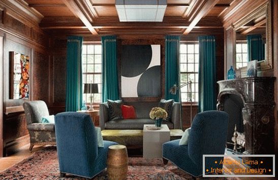 Monochromatyczna tapicerka w fotelach w salonie