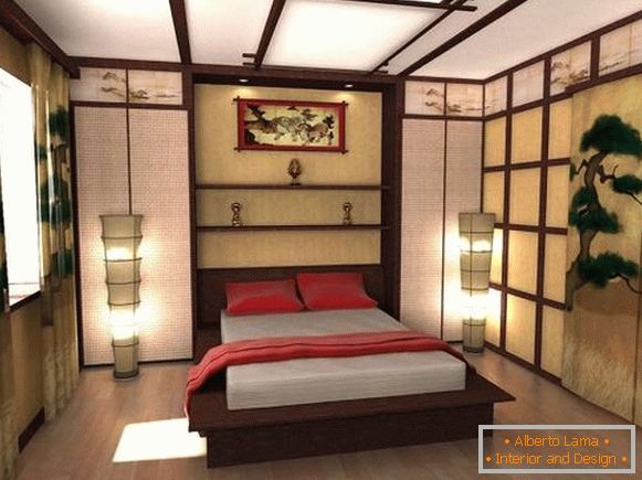 Japoński styl etniczny we wnętrzu - sypialnia zdjęcie