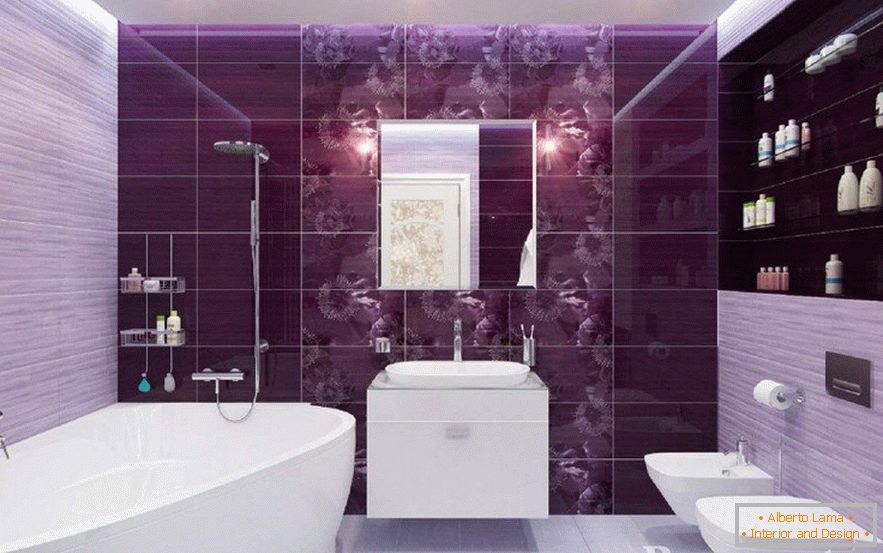 Łazienka z fioletowymi kafelkami