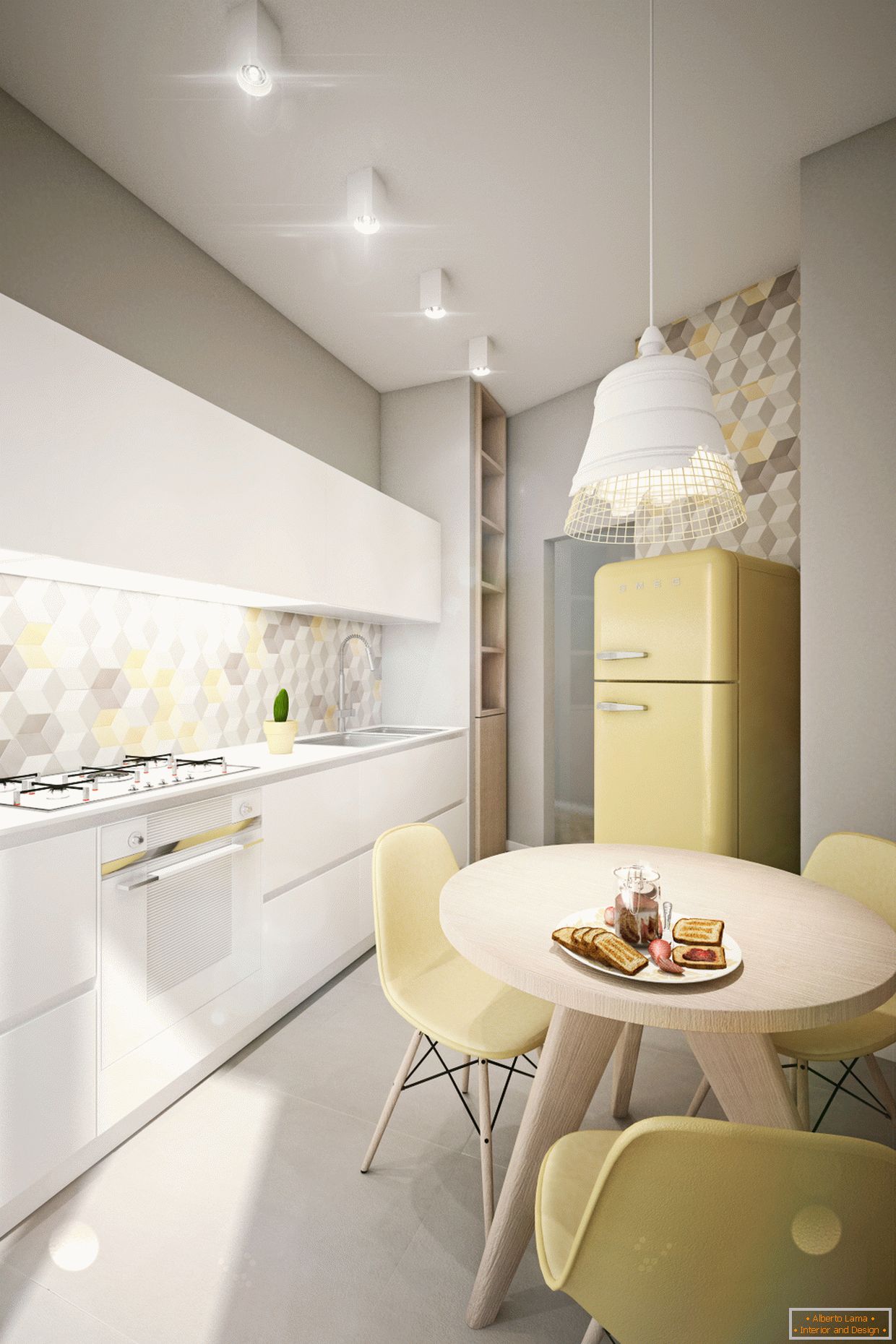Zaprojektuj mieszkanie w pastelowych kolorach: kuchnia