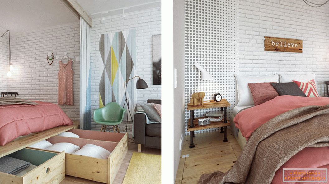 Projekt sypialni w małym mieszkaniu w Moskwie