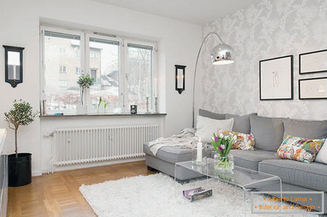 Pokój dzienny z małym mieszkaniu w Göteborgu
