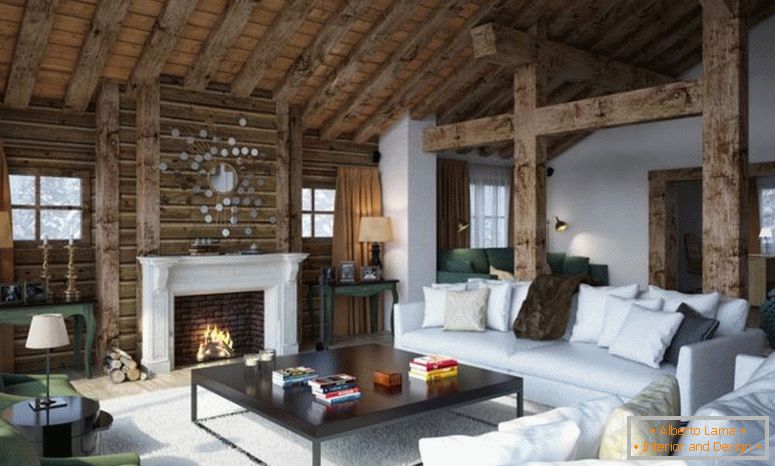 Salon w stylu chalet - 70 zdjęć oryginalnego projektu