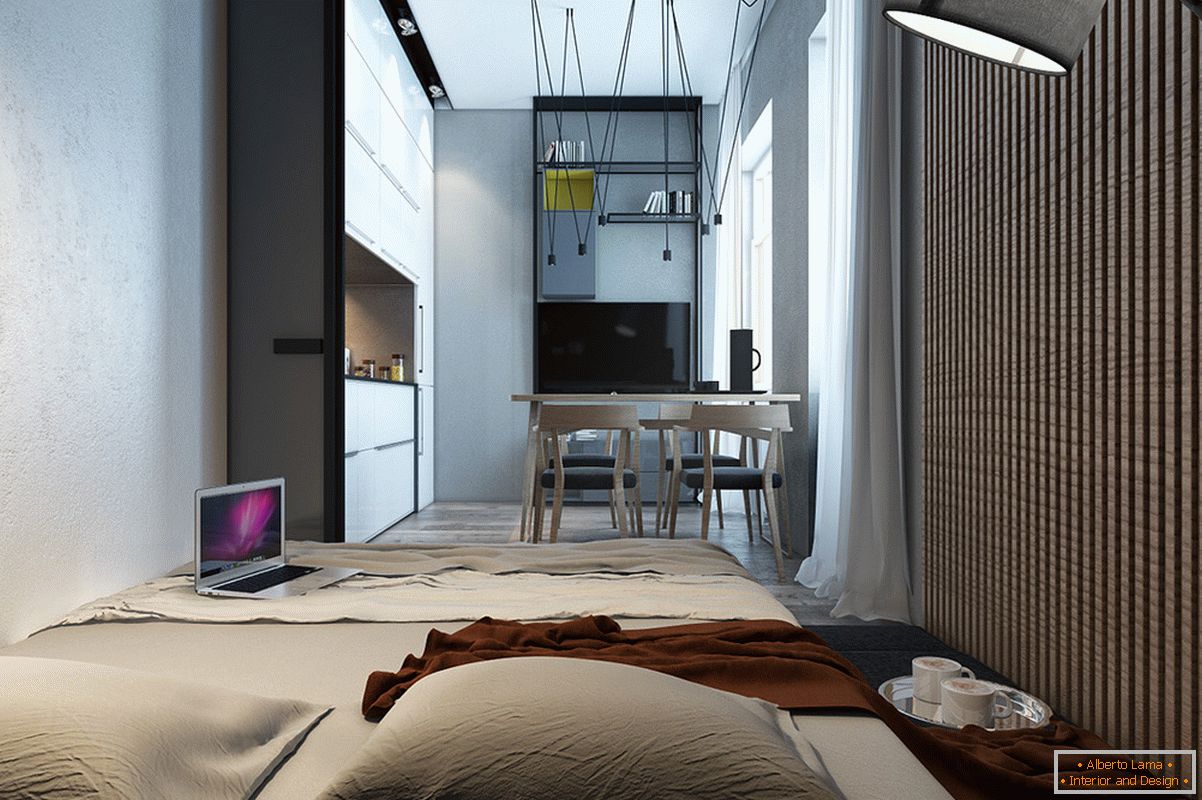 Projekt sypialni dla małego mieszkania w skandynawskim stylu - фото 2