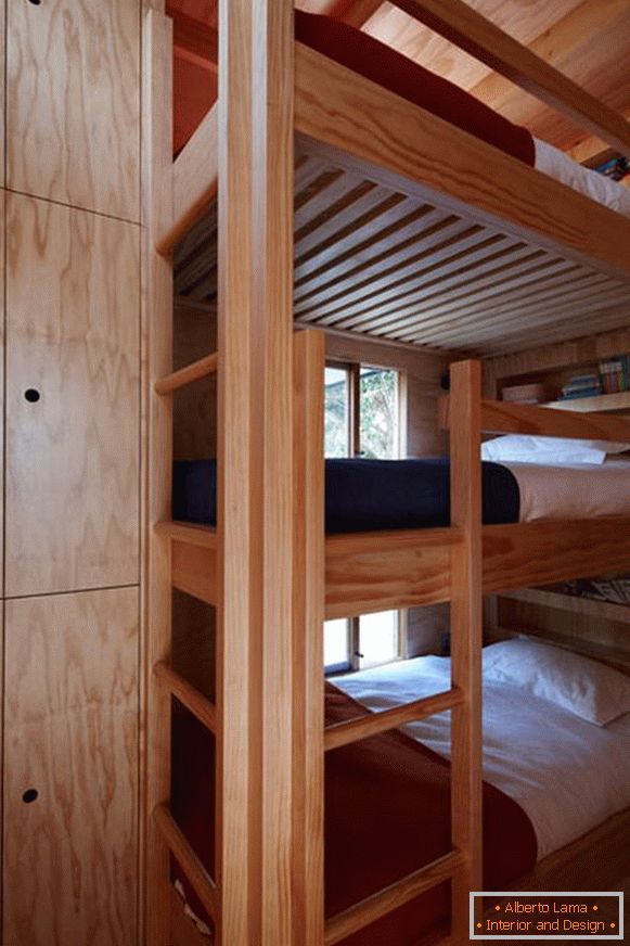 Sypialnia małego domku w Nowej Zelandii