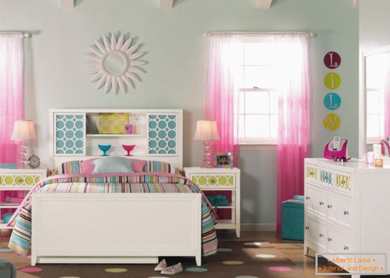 modne-białe-farby-drewniane-ikea-sypialnia-meble-z-pełnowymiarowym-bookcase-zagłówkiem-za pomocą-kolorowe-paski-wzór-pościel-inspirujące-teen-girl-sypialnia-dekoracji- 1120 x 799