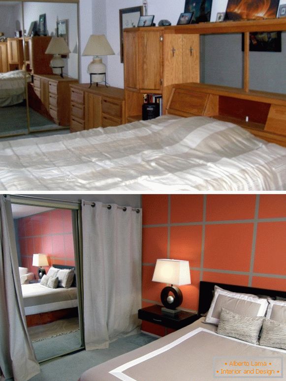 Zdjęcia sypialni przed i po