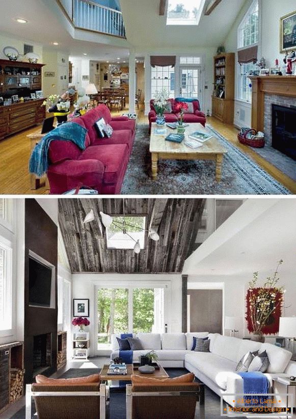 Zdjęcie wnętrza prywatnego domu przed i po