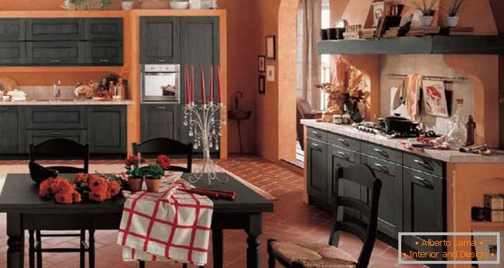 Głównym wymogiem stylu rustykalnego jest funkcjonalność przestrzeni kuchennej. 