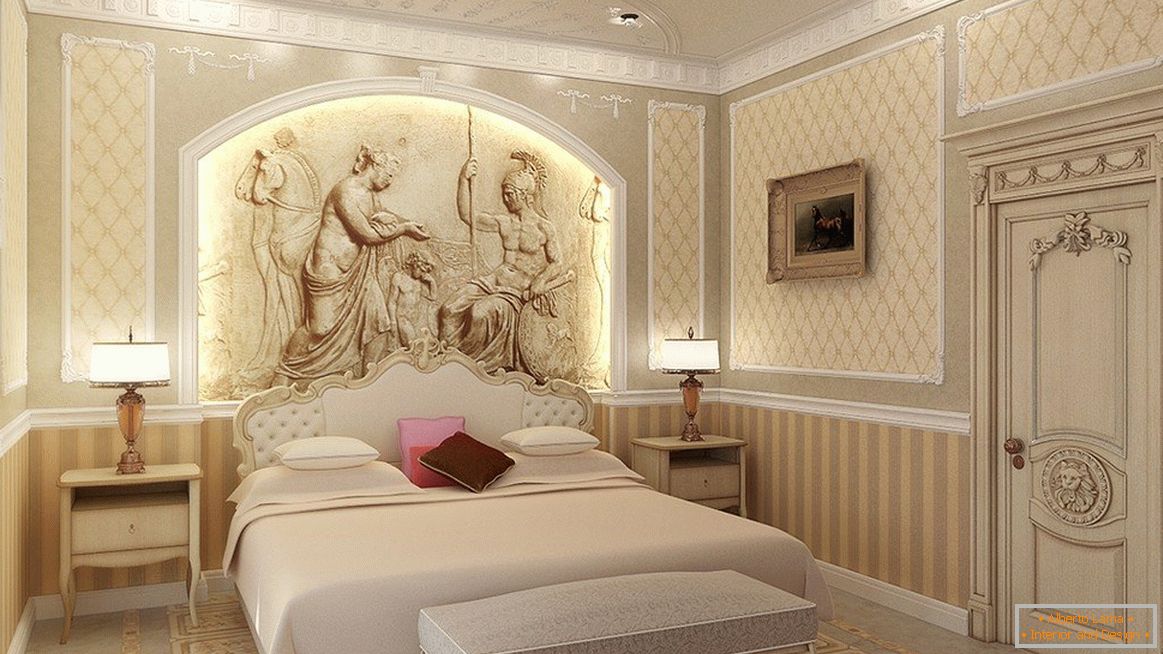 Sypialnia z panelem na ścianie