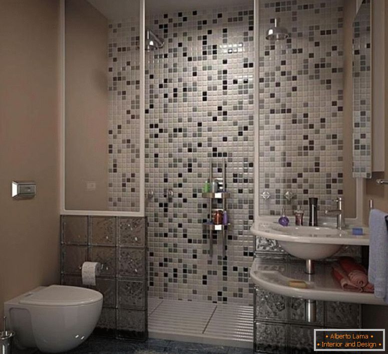 zdumiewająco-nowoczesne-małe łazienki-pomysły-z-szaro-mozaikową-otwartym-prysznicem-ściennymi-projektowymi-pomysłami