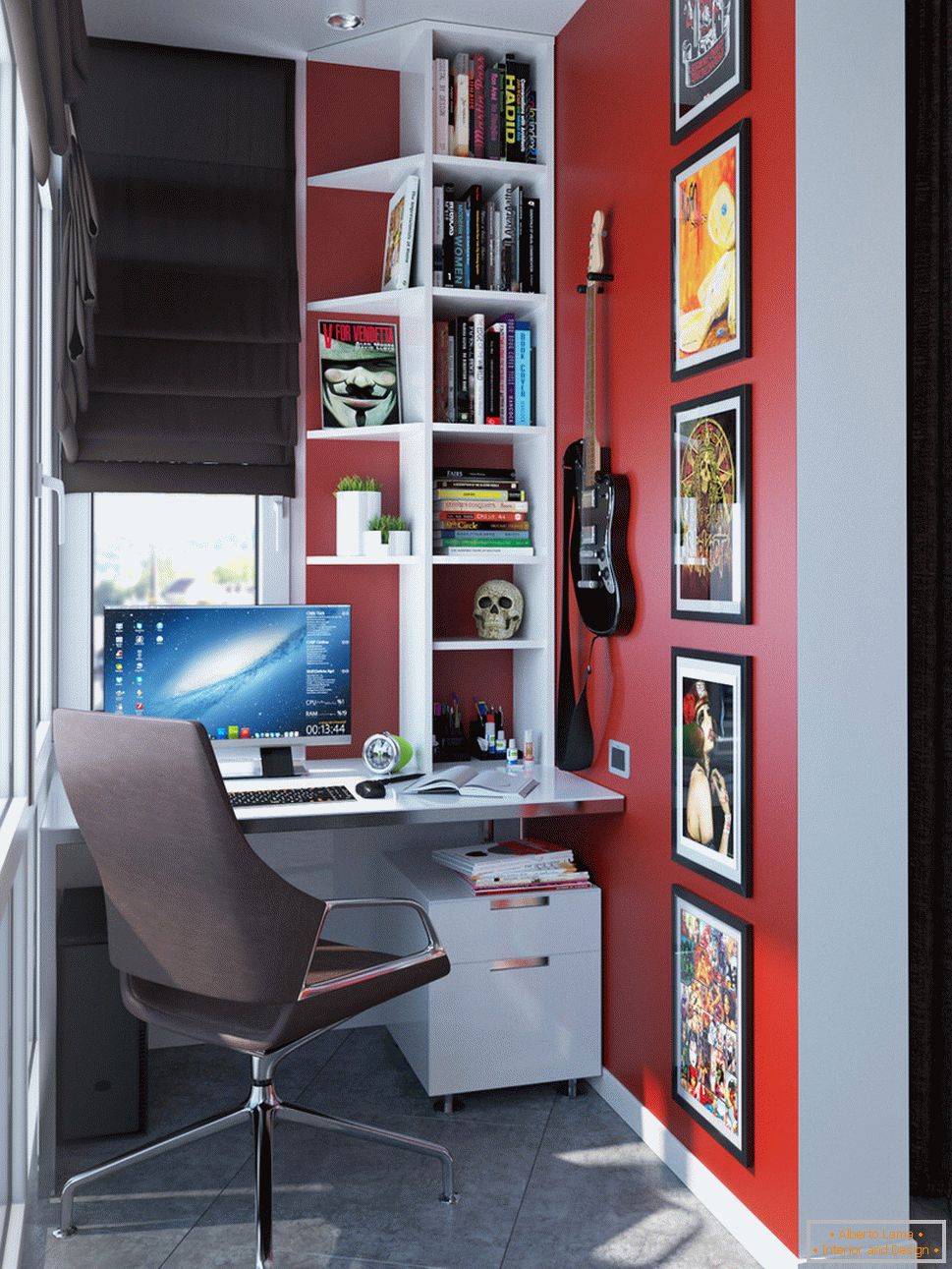 Wnętrze małego mieszkania w jasnych kolorach - кабинет