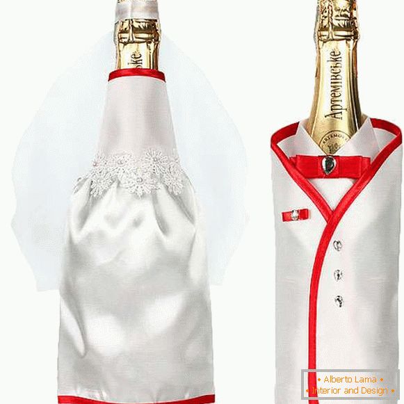 Jak ozdobić butelkę szampana weselnego własnymi rękami - najlepsze pomysły ze zdjęciem